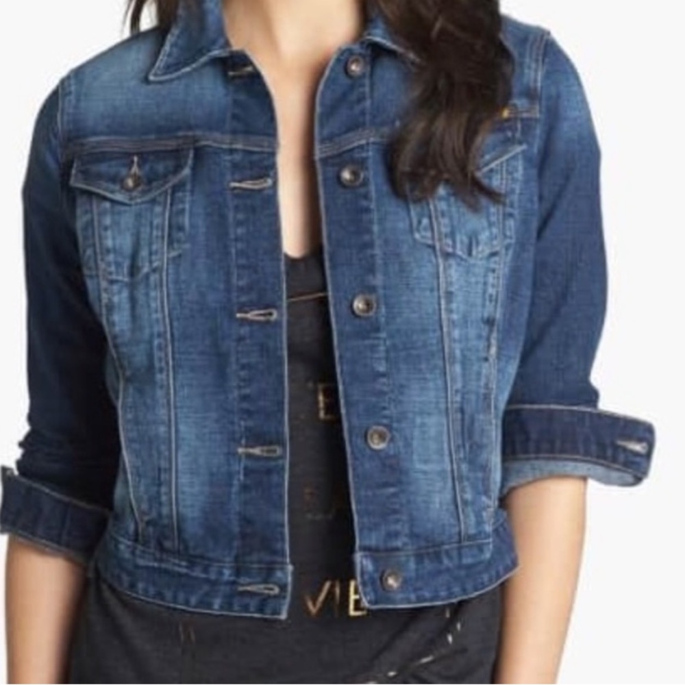 Lucky Brand Pixie Denim Jacket Women Size Medium Logo Pockets Inside EC